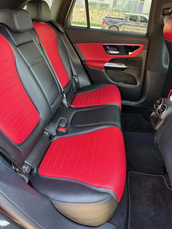 Red and black interior after detailing